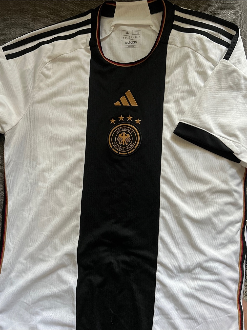 adidas Germany National Team Home Stadium Jersey - White, Black & Gold XL